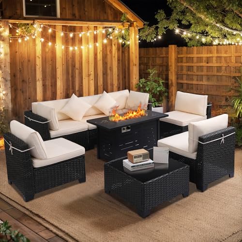 KIGOTY Patio Furniture Set 7 Pieces Conversation Sets, Outdoor Sectional Sofa