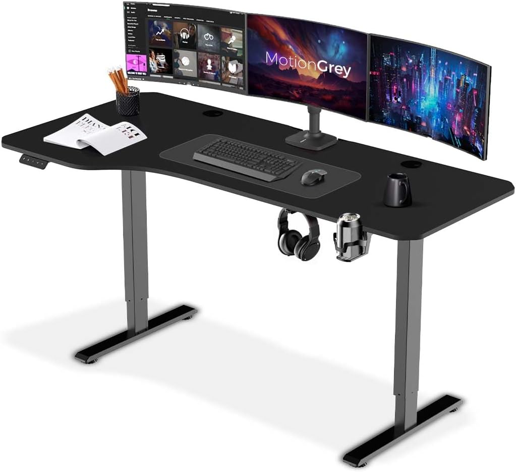 Height Adjustable L Shaped Standing Desk Left Side, 160 x 60 cm, Corner Desk, L Shape Desk, Adjustable Computer Electric Sit Stand Desk Stand