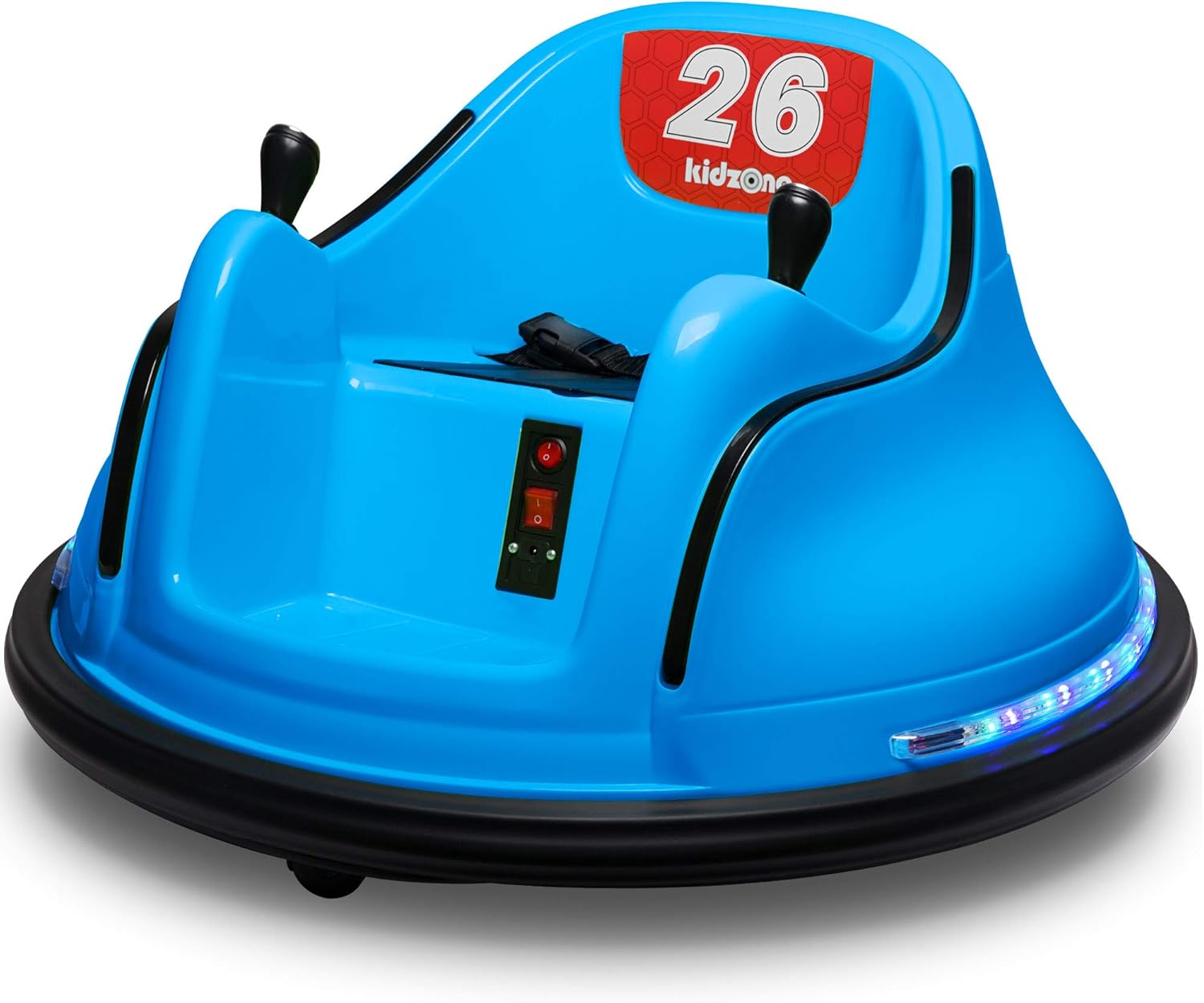 Kidzone DIY Sticker Race Car 6V Kids Toy Electric Ride On Bumper Car Vehicle with Remote Control, LED Lights & 360 Degree Spin, 2 Driving Modes