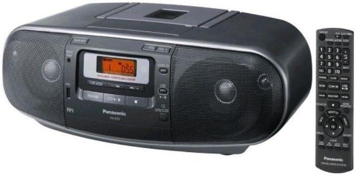 Panasonic RX-D55GC-K Boombox - High Power Portable Stereo AM/FM Radio, MP3 CD, Tape Recorder with USB & Music Port Sound with 2-Way 4-Speaker (Black)