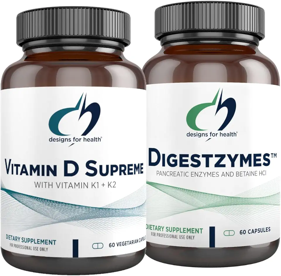 Designs for Health Vitamin D Supreme + Digestzymes Digestive Enzymes Bundle