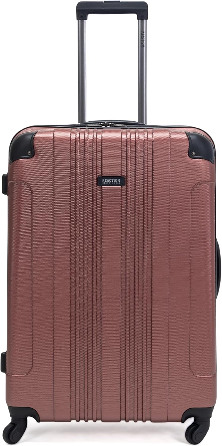 Kenneth Cole REACTION Out of Bounds Lightweight Hardshell 4-Wheel Spinner Luggage, Rose Gold, 28-Inch Checked