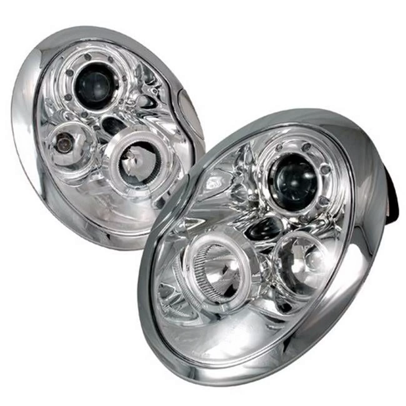 Spec-D Tuning  Halo LED Projector Headlights for 02 to 05 Mini Cooper - Chrome - 10 x 19 x 22 in. - Curated Treasures Market