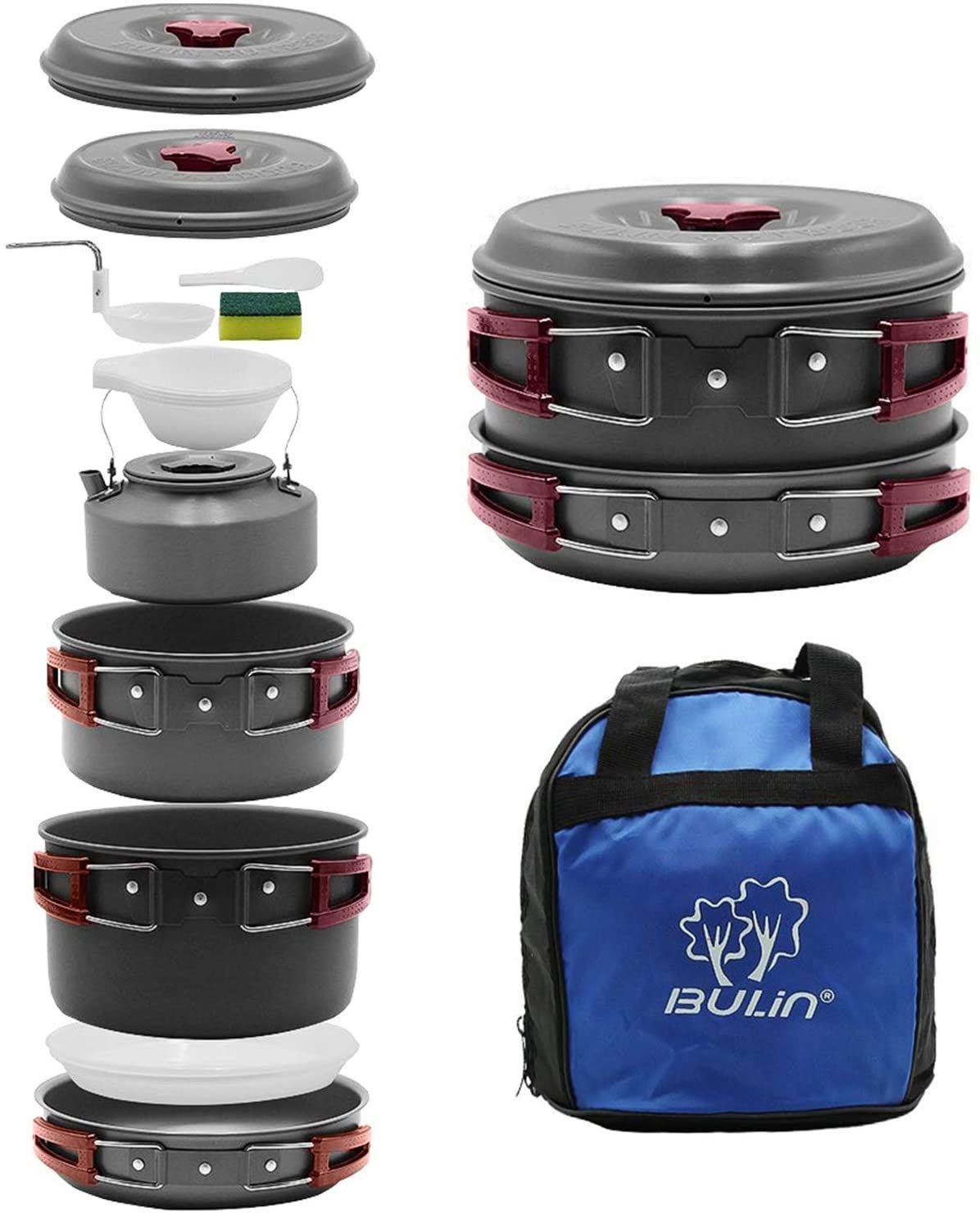 Bulin 13 Piece Camping Cookware Mess Kit Outdoor Backpacking Hiking Gear Cooking