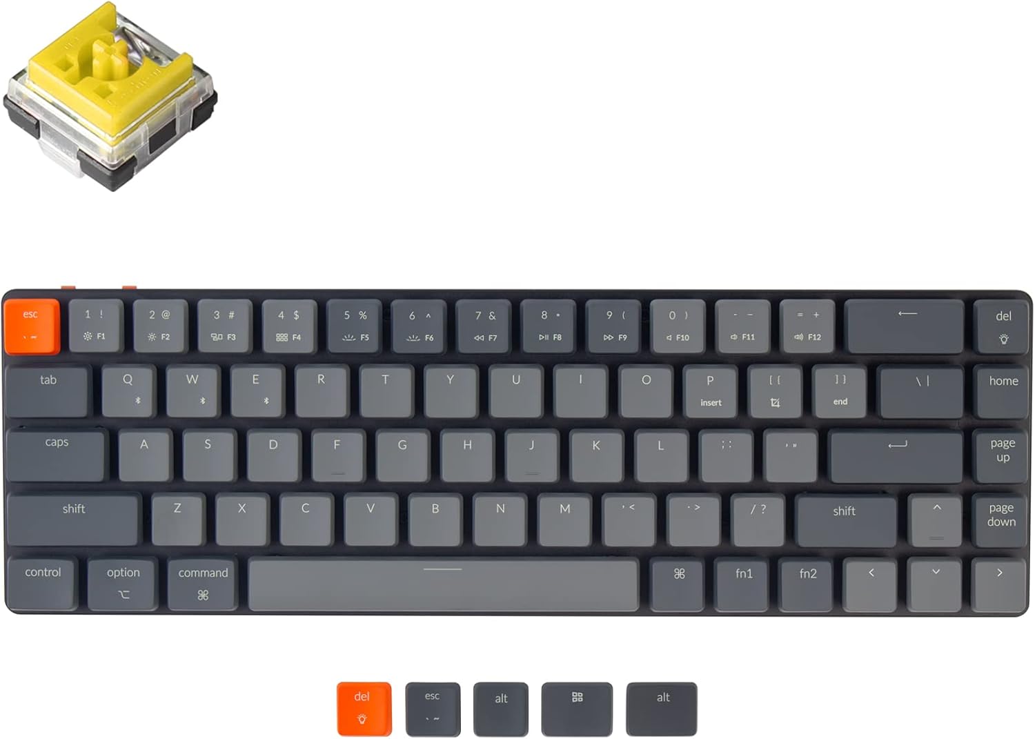 Keychron K7 65% Layout Hot-swappable Ultra-Slim Wireless Bluetooth/Wired USB Mechanical Keyboard with Low-Profile Keychron Optical Banana