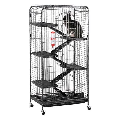 6 Levels Rolling Ferret Cage Pet Cage, Size: 25.2 x 17.2 x 51.7 inch(LxWxH)