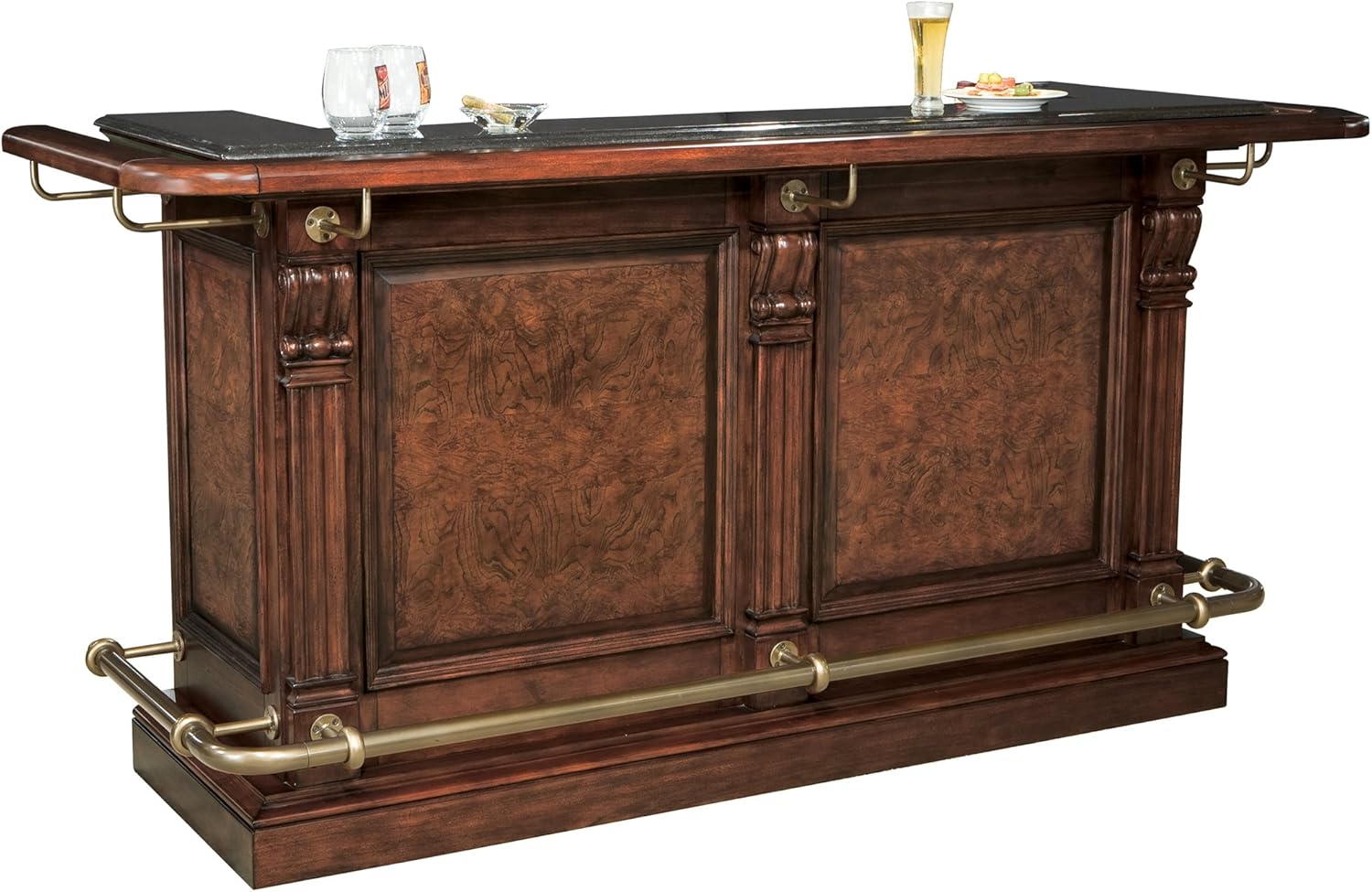 Howard Miller Cheers Bar 693-027 – Hampton Cherry Finish, Lightly Distressed, Home Basement Bar, Locking Door, 25 Wine Bottle Storage