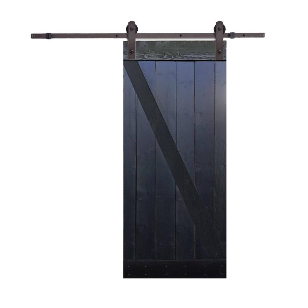 CALHOME 36 in. x 84 in. Choco Black Knotty Pine Sliding Interior Barn Door Slab - 36 x 84