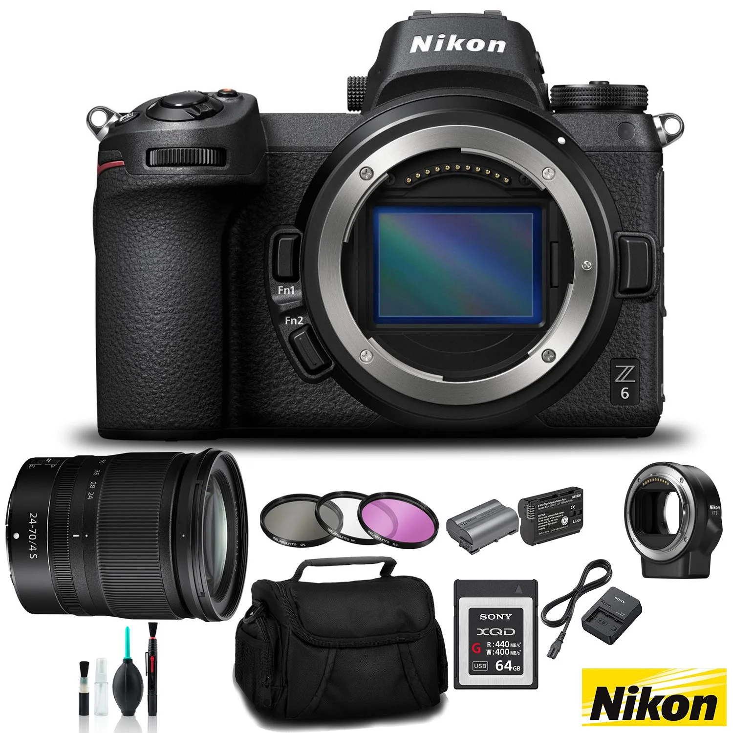 Nikon Z 6 Mirrorless FX-Format Digital Camera with 24-70mm Lens and FTZ Mount Adapter Kit