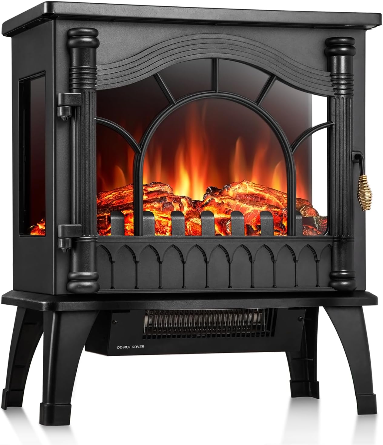 R.W.FLAME Electric Fireplace Heater, 20" Freestanding Fireplace Infrared Stove 1000W/1500W, 3D Realistic Flame Effects