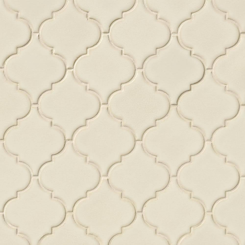 MSI Antique White Arabesque 10-1/2 in. x 15-1/2 in. x 8 mm Glossy Ceramic Mesh-Mounted Mosaic Wall Tile (11.7 Sq. ft. /case)