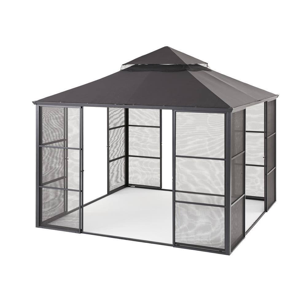 Hampton Bay Gazebo Replacement Top for 11 ft. x 11 ft. Aluminum Full Screen Gazebo, Grays