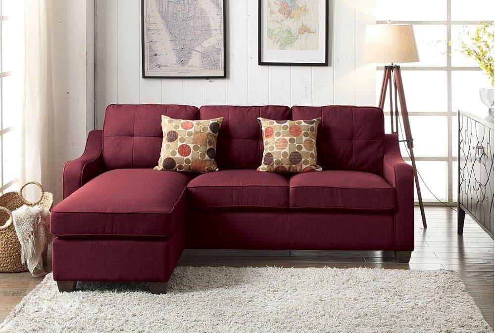Cleavon II Sectional Sofa & 2 Pillows in Red Linen 53740