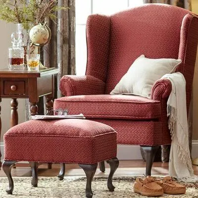 Ruthanne 35x22 Wide Wingback Chair and Ottoman Astoria Grand Upholstery Color: Pewter