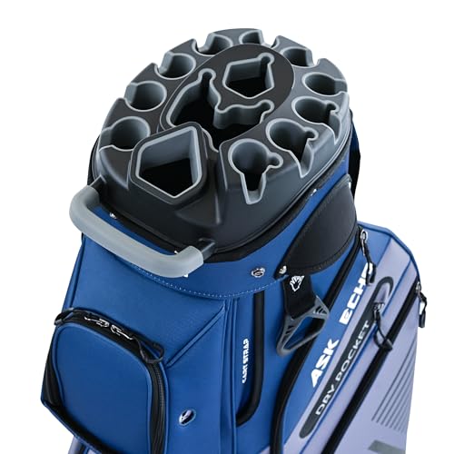 ASK ECHO 2024 T-Lock Golf Cart Bag with 14 Way Organizer Divider Top, Premium Cart Bag with Handles and Rain Cover, for Men