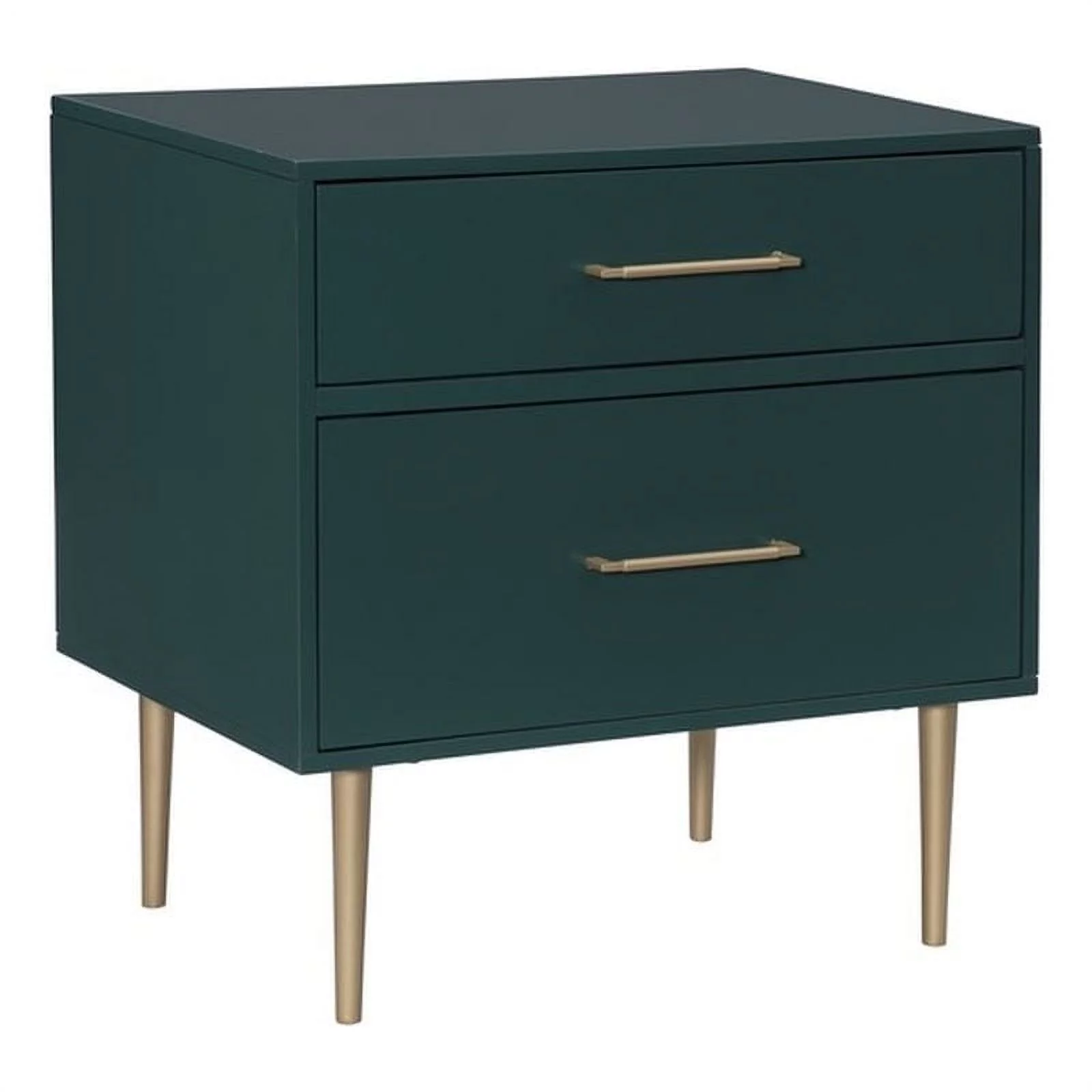 Allora Modern Two Drawer Wooden Nightstand with Two Drawers in Dark Green