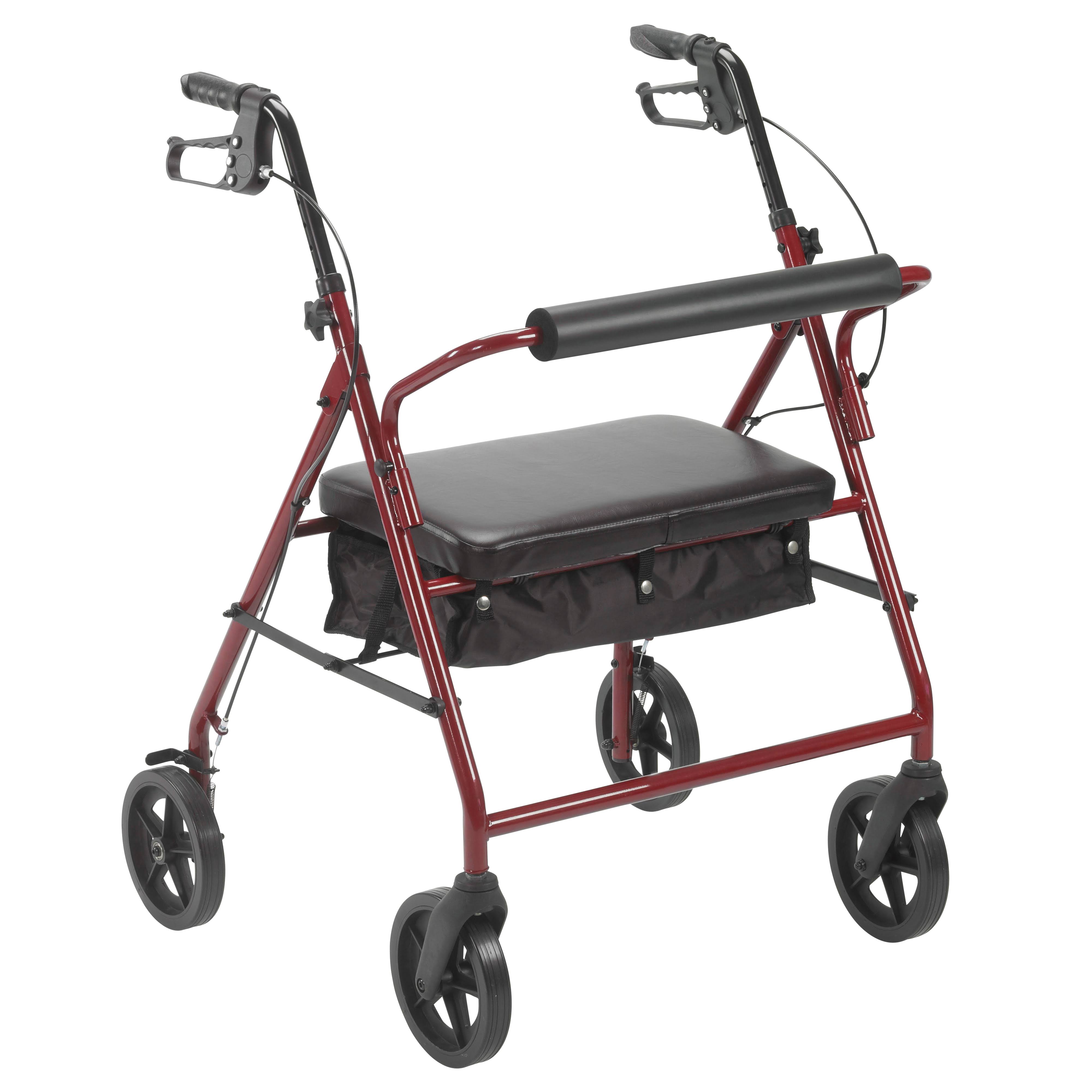 Drive Medical Bariatric Rollator with 8x22 Wheels - Red