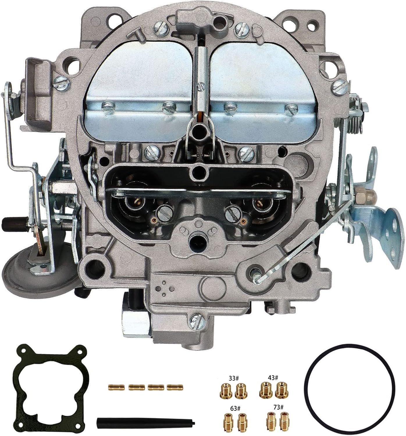 4 Barrels Carburetor Carb ,For Edelbrock 1901R Rochester Quadrajet 4MV Chevy 1966-1973 - Summit Jegs Divorced Choke 1901-GG 4-BBL