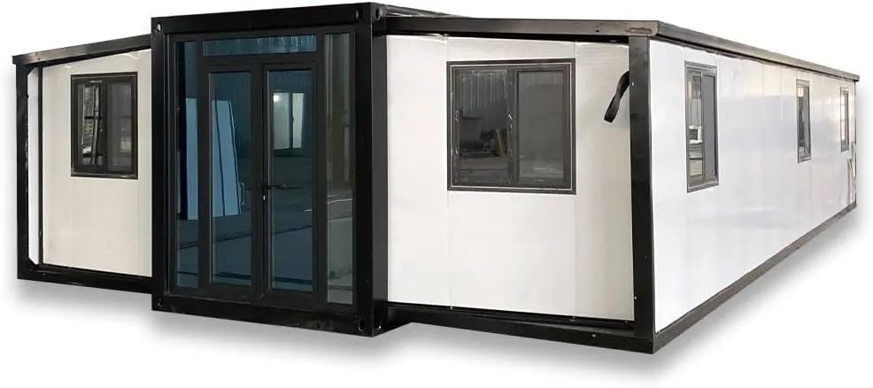 Portable 40ft Expandable House,Prefabricated Mobile Home with 3 Bedrooms,Foldable Tiny House with Kitchen & Living Room,Prefab for Summer House