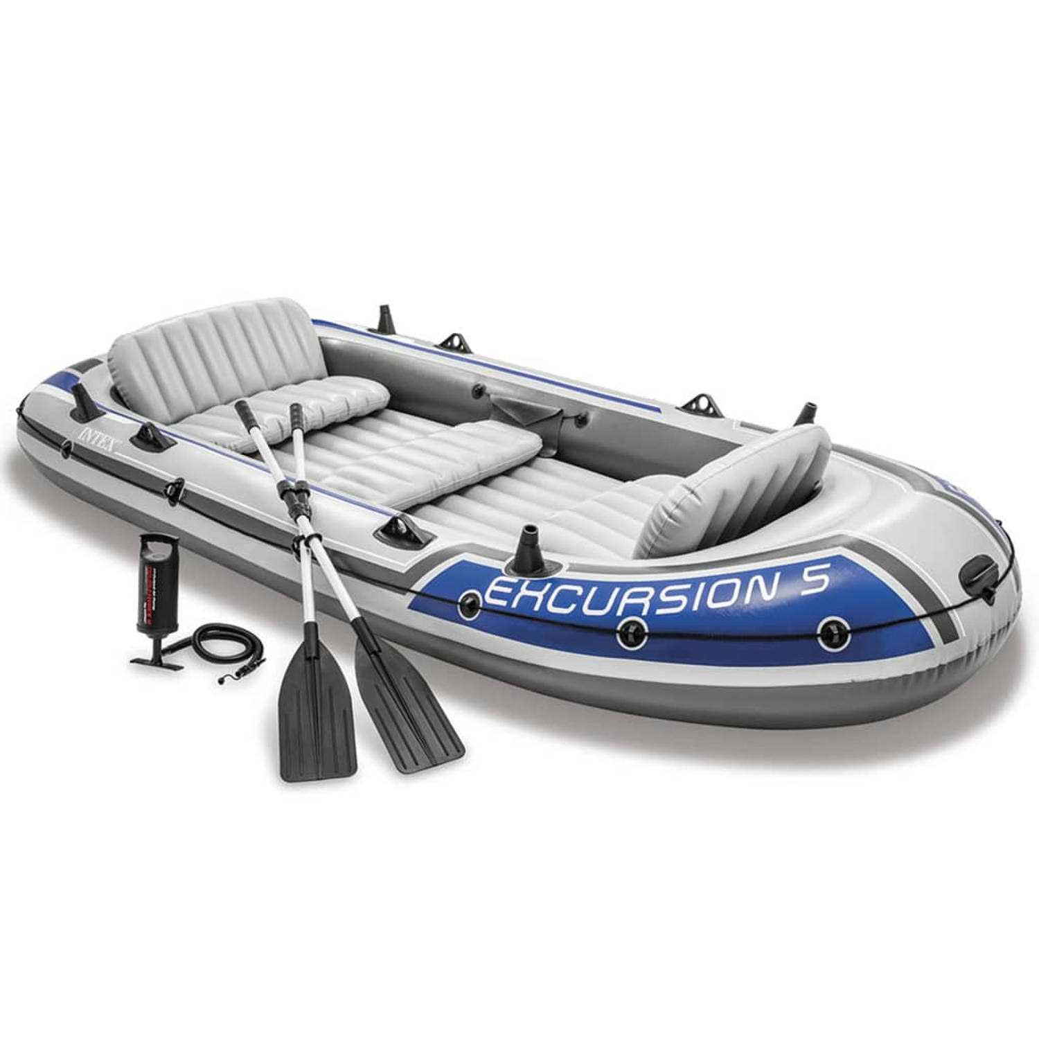 Intex Excursion 5 Person Inflatable Boat Set w/ 2 Oars - Sports Supplies Online Store