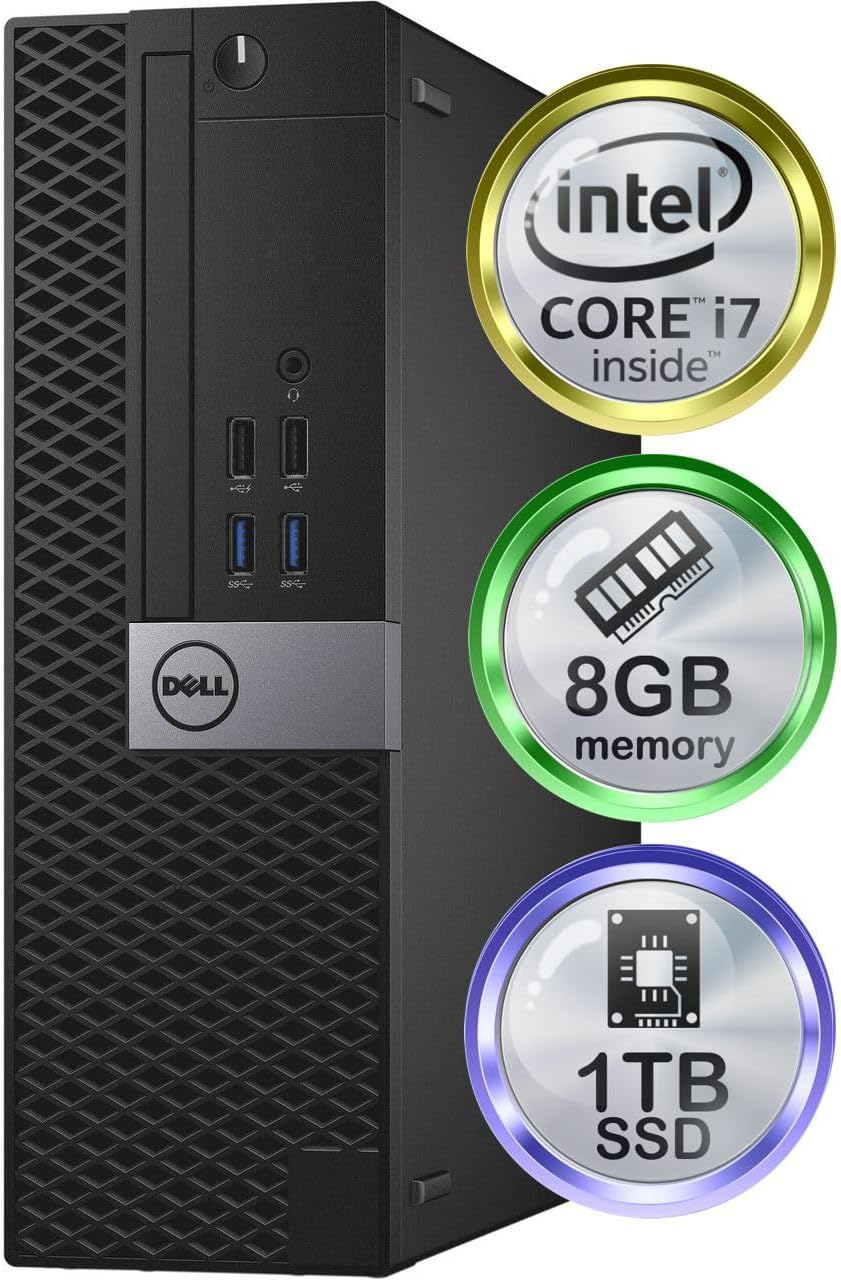 Dell Optiplex 7040 Desktop Computer | Quad Core Intel i7 (3.4) | 8GB DDR4 RAM | 1TB SSD Solid State | Windows 11 Professional | Home or Office PC