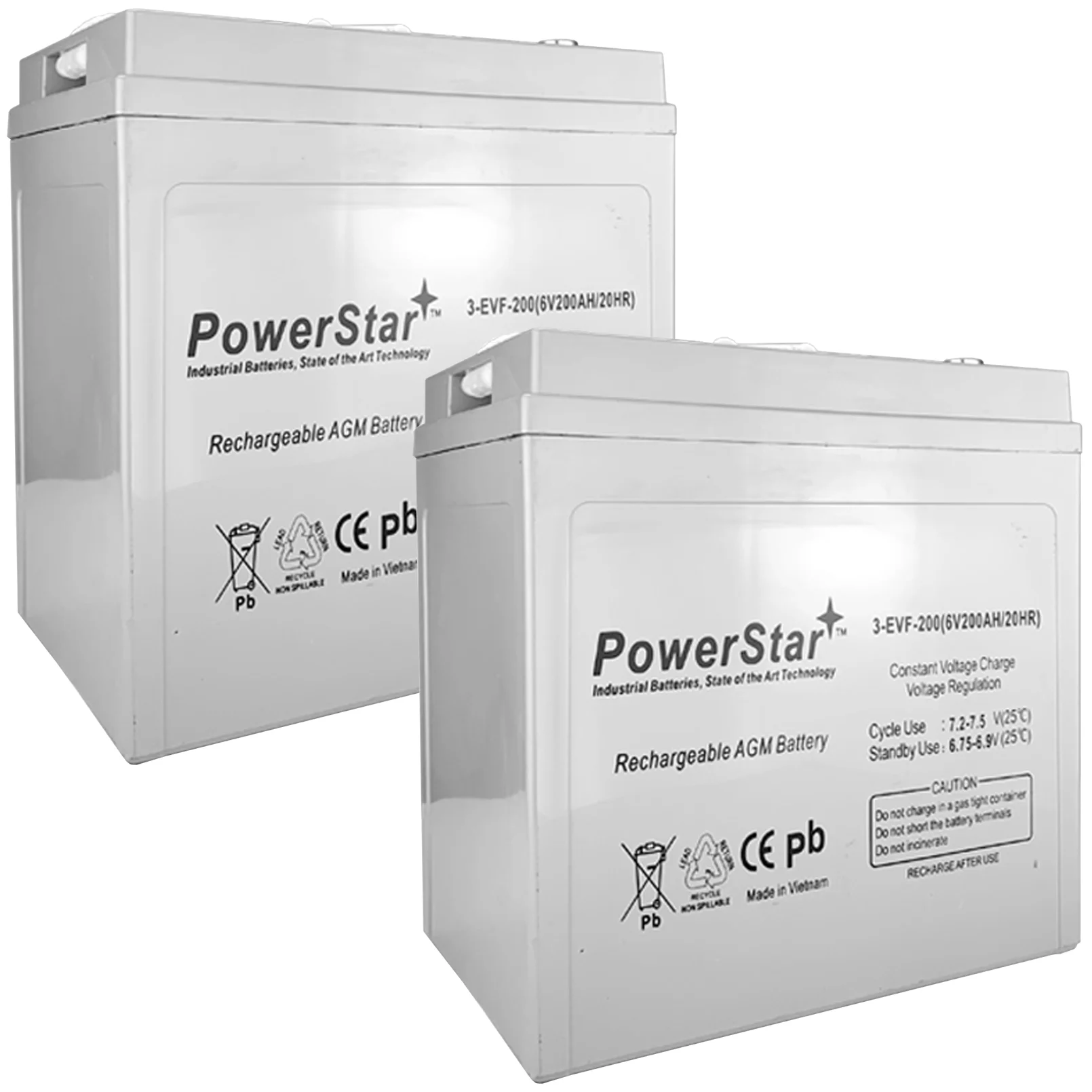 PowerStar Replacement T-105 6V Volt Deep Cycle Golf Cart, Solar, Marine, RV and Industrial Use Battery - 2 Pack - Curated Treasures Market