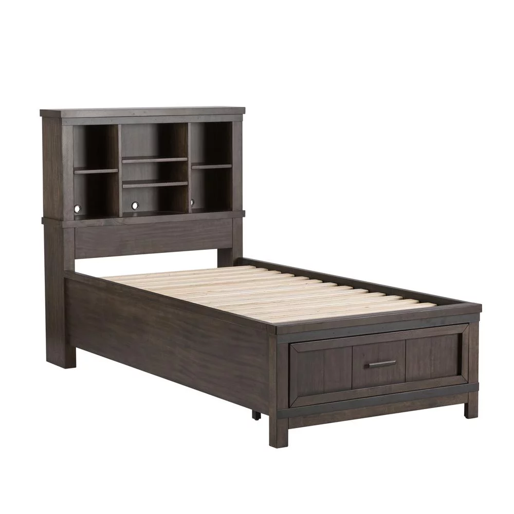 Thornwood Hills Dark Gray Twin Bookcase Bed