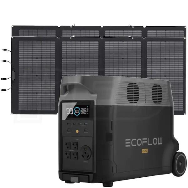 EcoFlow Package - DELTA Max 2000 Portable Power Station (2016Wh) and 2 x Bifacial Portable Solar Panel (220W)