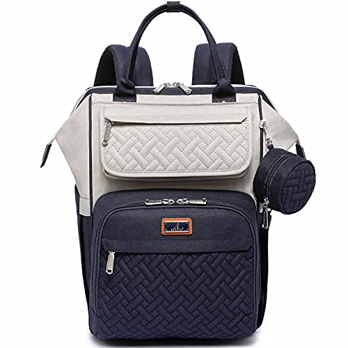 BabbleRoo Diaper Bag Backpack, Multifunction Large Bags with Changing Pad & Stroller Straps Pacifier Case