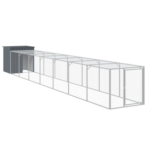 'vidaXL Galvanized Steel Chicken Cage with Extended Run - Anthracite - Durable Run and Shed for Chickens, Hens, Small Animals