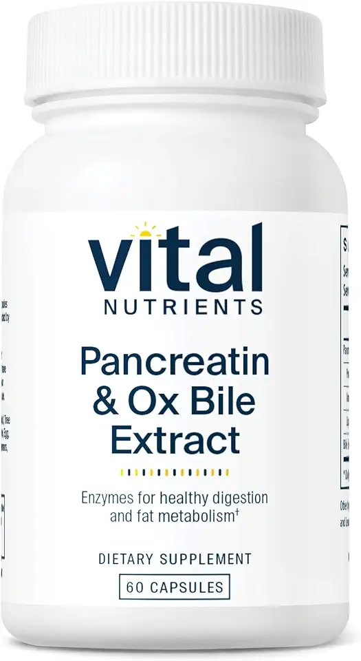 Vital Nutrients Pancreatin & Ox Bile Extract 500mg | Natural Digestive Enzymes for Women & Men | Supports Digestion of Protein, Fat