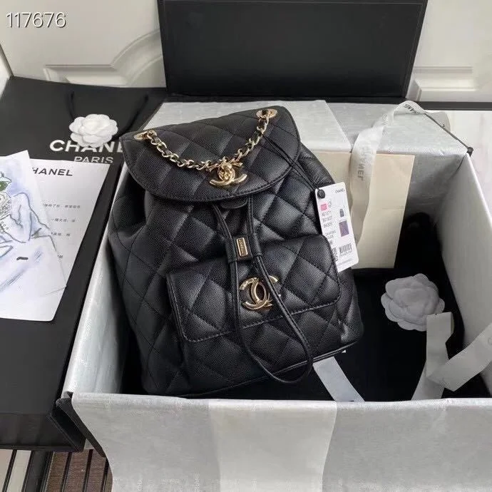 Chanel Duma Backpack Gold Toned Hardware Black For Women, Women&rsquo;s Bags, Shoulder Bags 9.4in/24cm AS1371