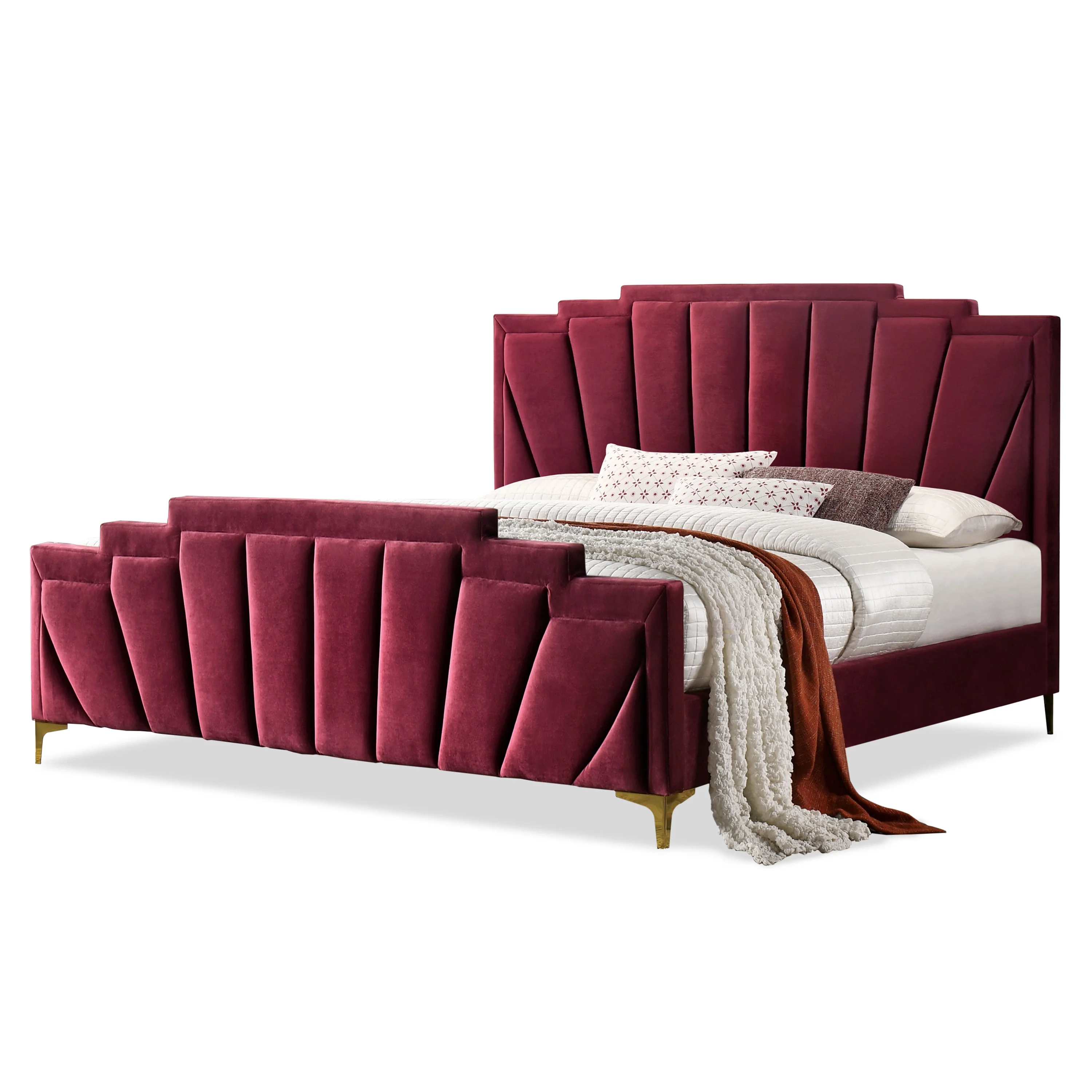 Furniture of America Gatsby Fabric Panel Bed, Red, King