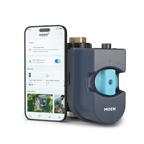 Moen Flo Smart Water Monitor and Automatic Shutoff Sensor, Wi-Fi Connected Water Leak Detector for 1-Inch Diameter Pipe, 900-006 - Radiant Selections