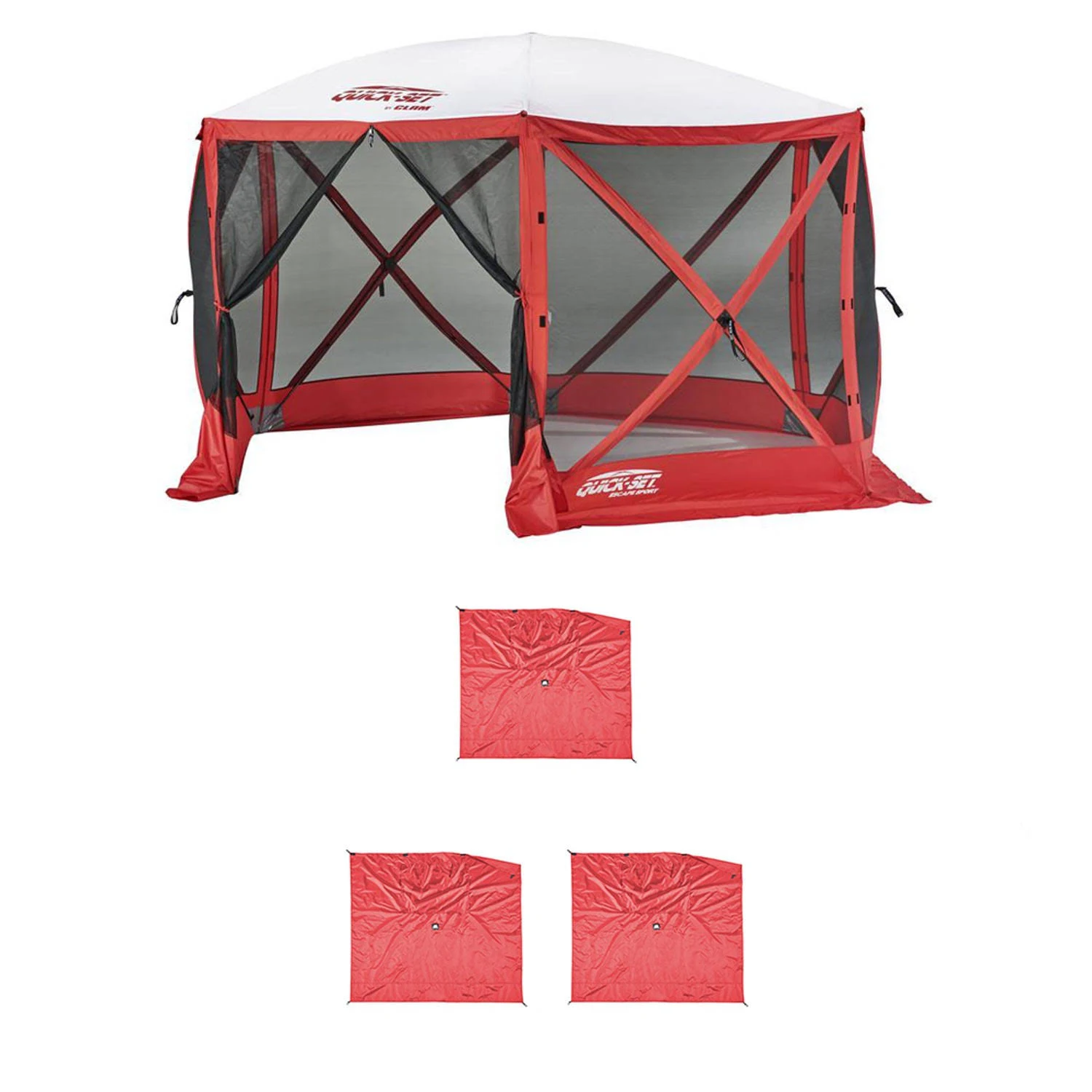 Clam Quick Set Escape Sport Tailgating Shelter Tent + Wind u0026 Sun Panels (3 Pack)