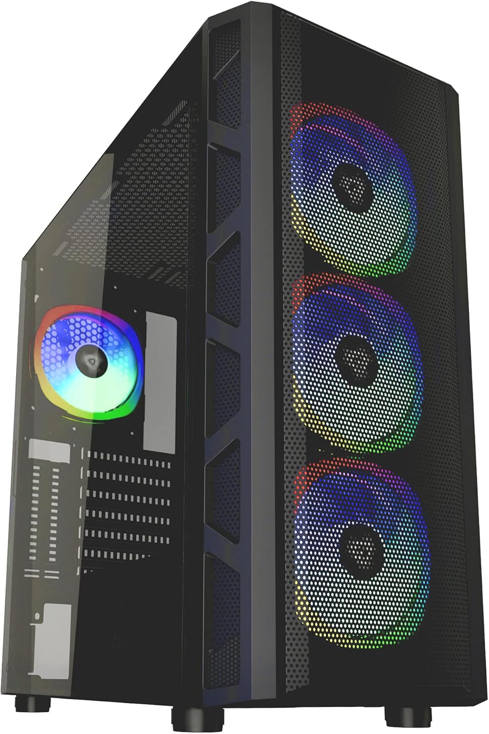 Apevia Guardian-M-BK Guardian Mid Tower Gaming Case with 1 x Tempered Glass Panel, 1 x Mesh Front Panel, 2 x Vertical Graphics Card PCI Slots