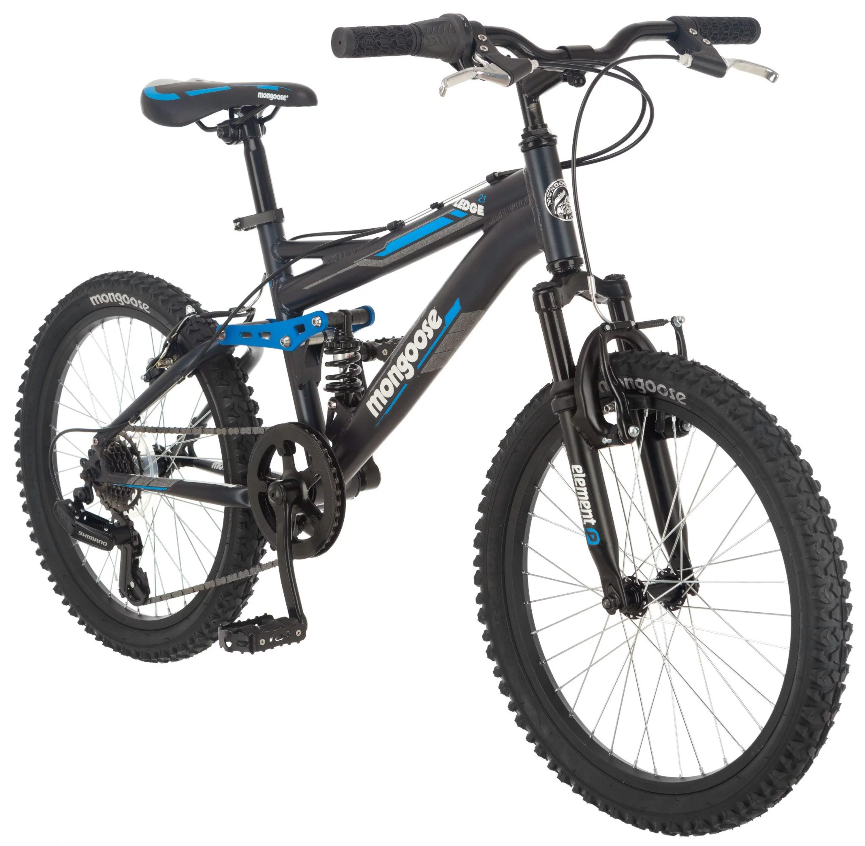 Mongoose Ledge 2.1 Mountain Bike, 20-inch wheels, 7 speeds, boys frame, Black - Radiant Selections