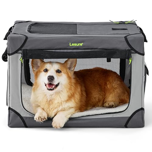 Lesure Soft Collapsible Dog Crate - 42 Inch Portable Travel Crate for Extra Large Dogs Indoor & Outdoor