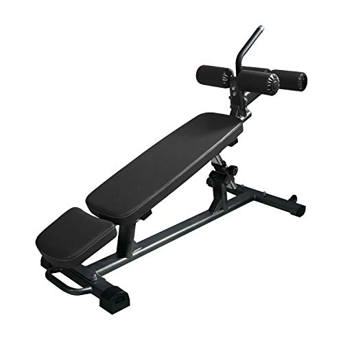 Finer Form Semi-Commercial Sit-Up Bench For Core Workouts and Decline Bench Press. Adjustable Weight Bench with Reverse Crunch Handle with 4