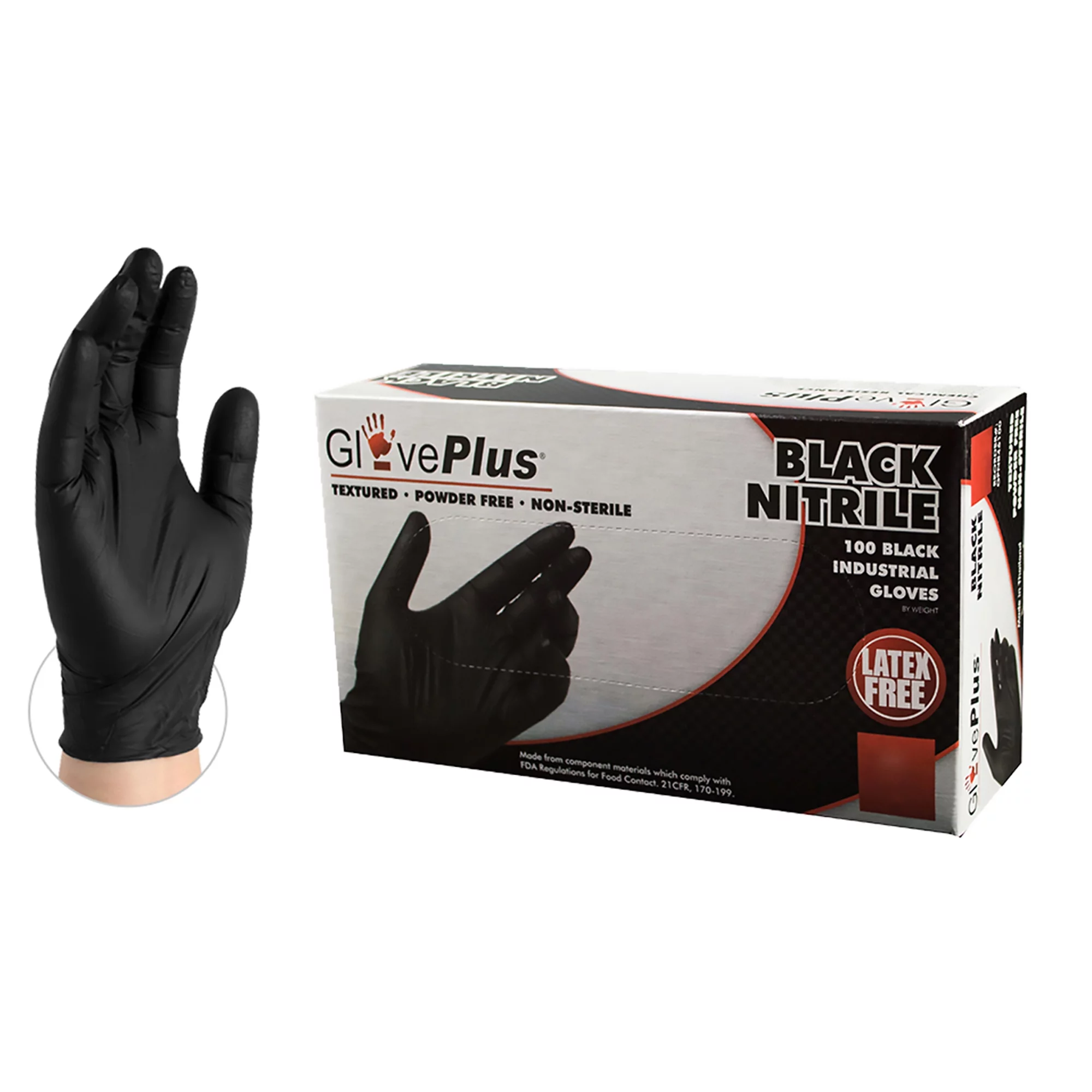 Gloveworks Nitrile Latex-Free Industrial Gloves, Large, Black, 1000 Per Case