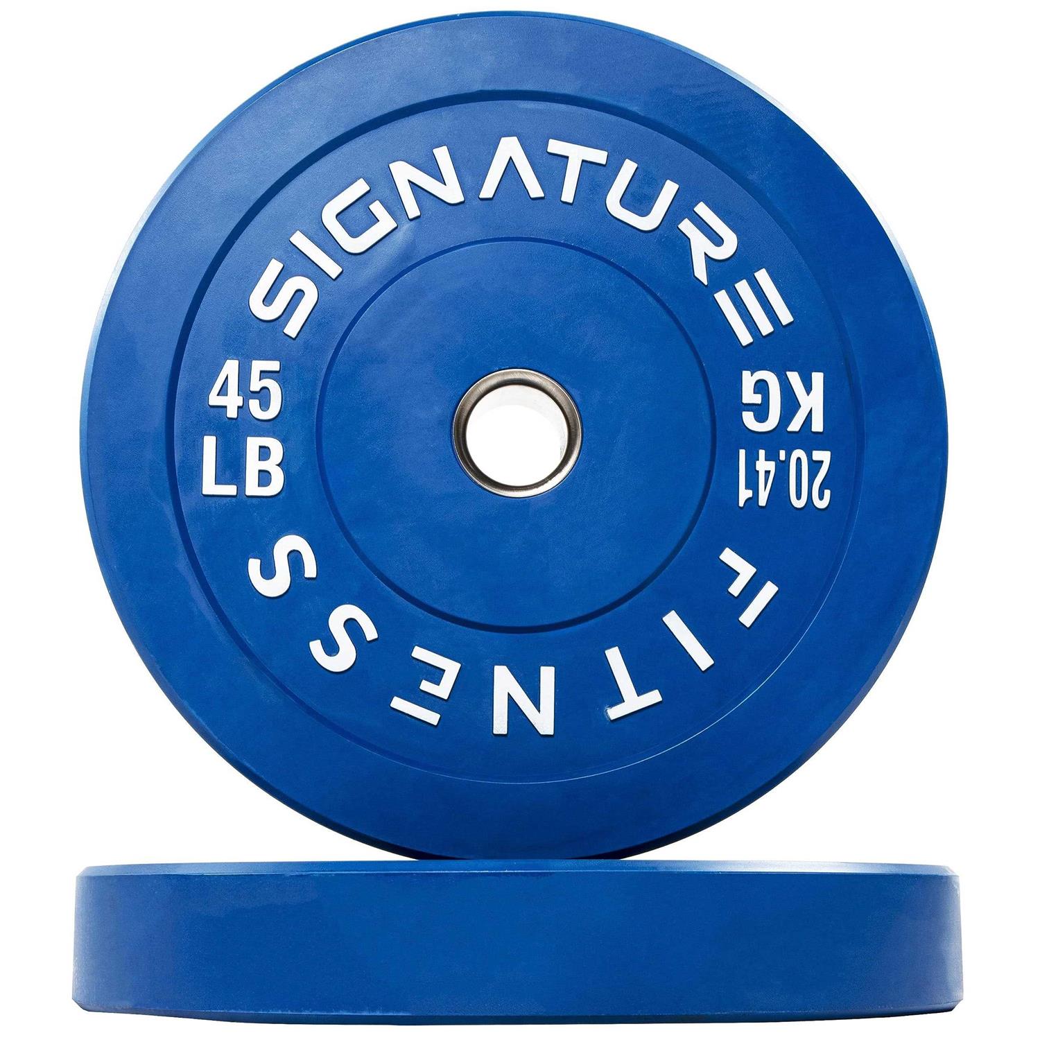 Signature Fitness 2 Olympic Bumper Plate Weight Plates with Steel Hub - Sports Supplies Online Store