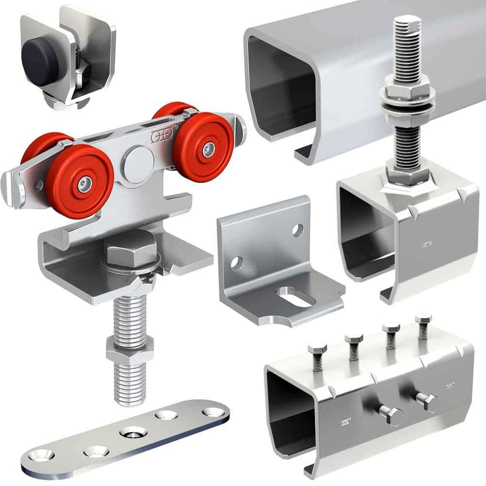 Sliding Exterior Door Hardware Kit 2x76-inch Galvanized Steel Track for 1 Door Up to 2-inch Thick and 130lbs - Shop Hardware Tools Online Store