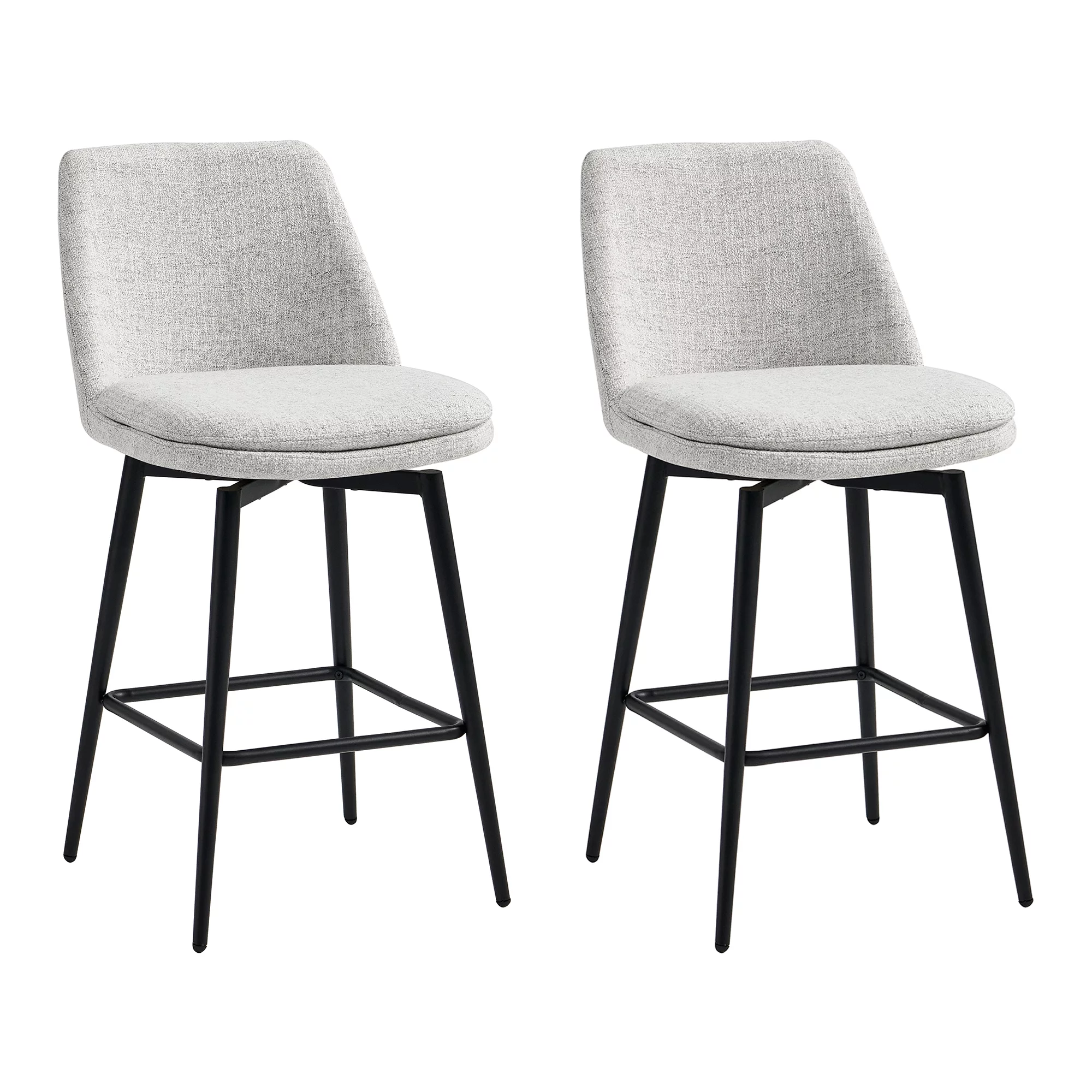 CHITA 27 inch Counter Height Swivel Bar Stools Low Back Set of 2, Metal Base, Faux Leather in Cloud