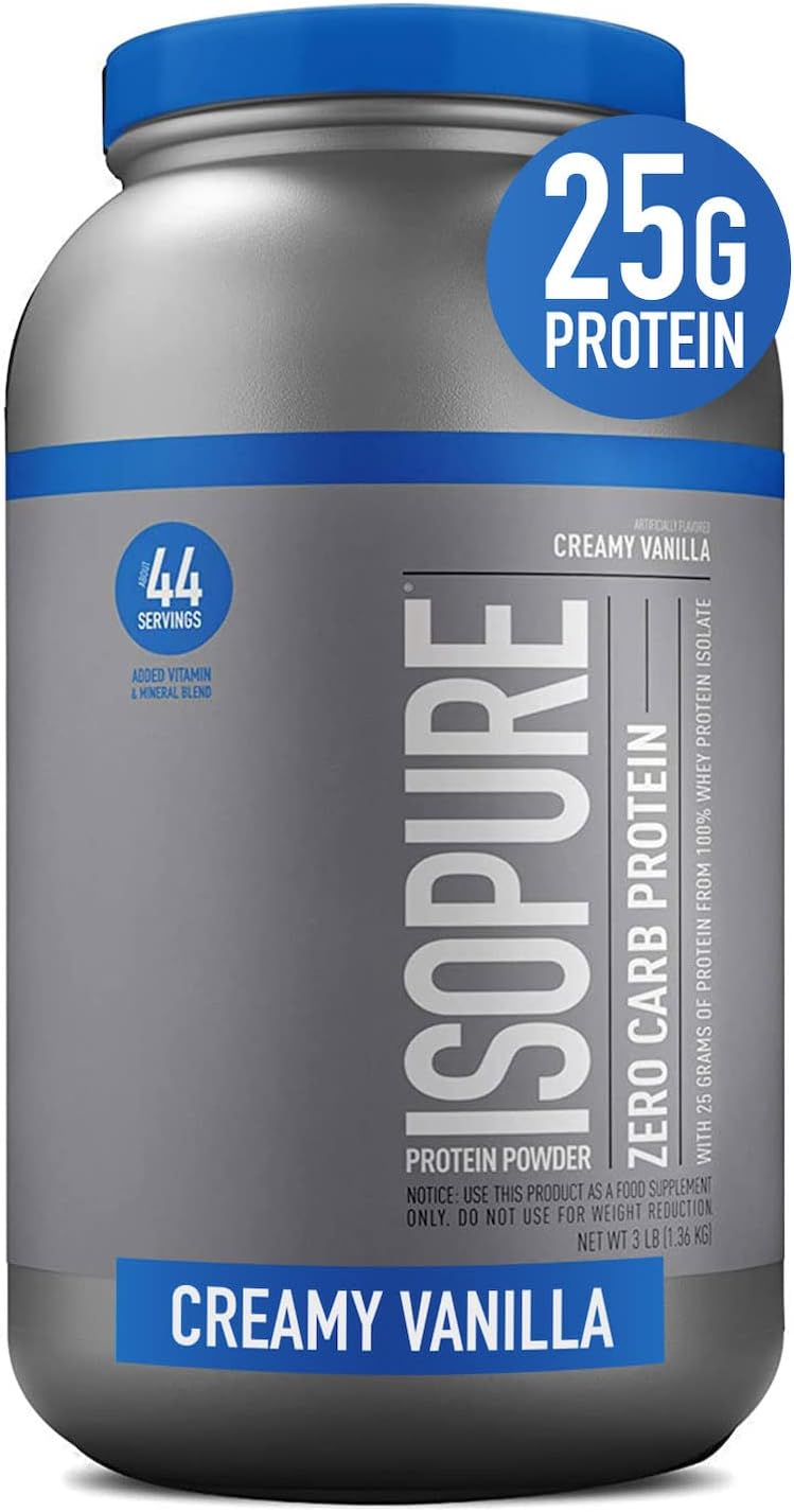 Isopure Whey Isolate Protein Powder with Vitamin C & Zinc for Immune Support, 25g Protein, Zero Carb & Keto Friendly, Flavor: Creamy Vanilla