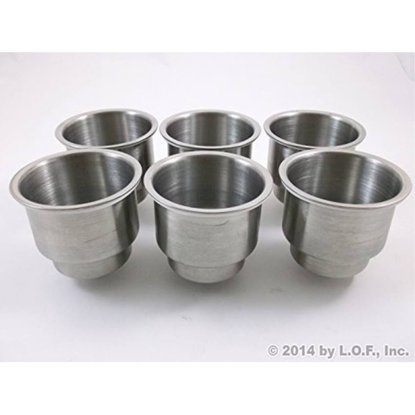 6x Stainless Steel Beverage Cup Drink Holder Drop in Drain Marine Boat Car RV