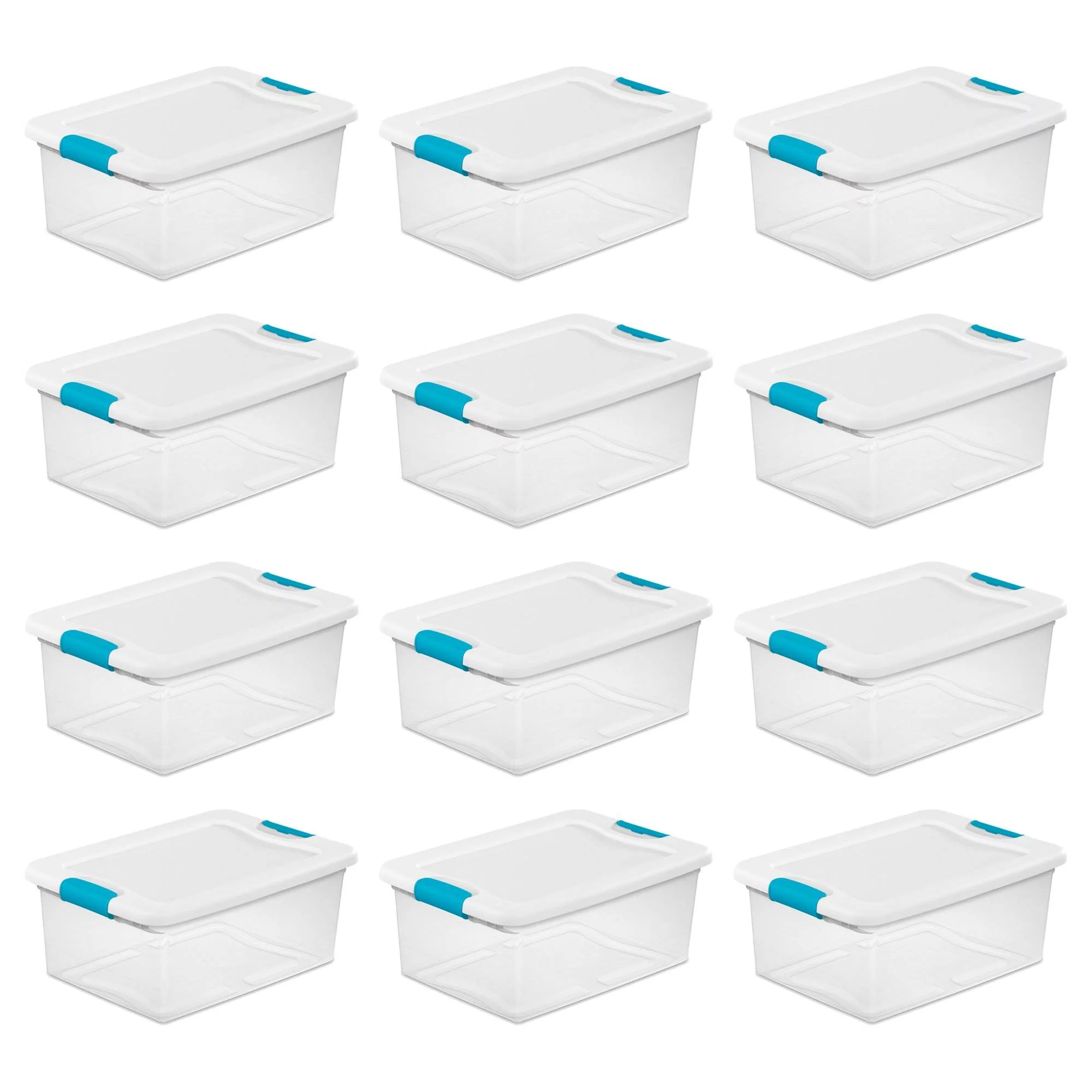 Sterilite 3.75 Gallon Stackable Plastic Storage Tote With Lid, Clear, 12 Count