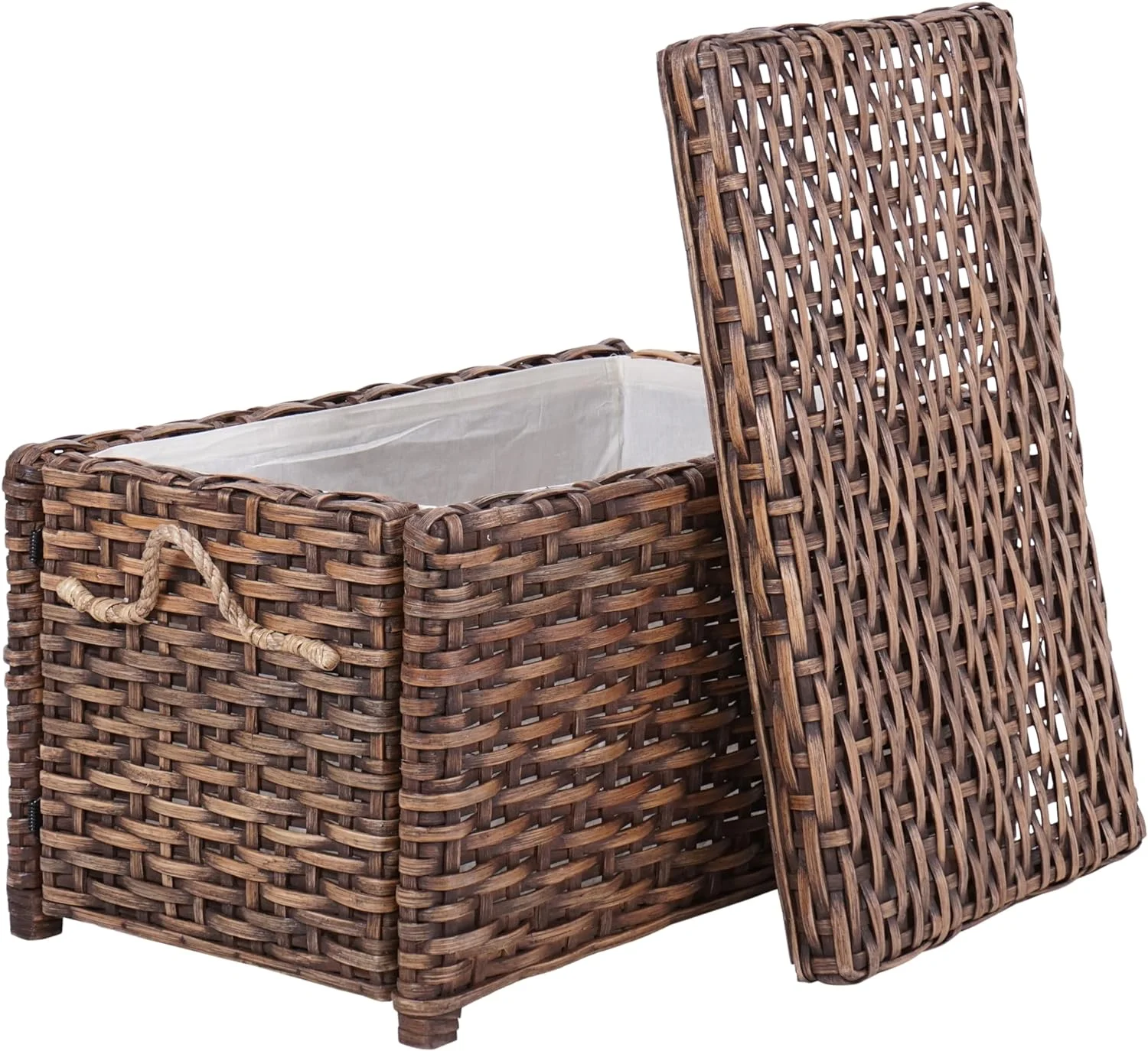 YANPO HPM9300C Jacob 31.5" Wicker Storage Trunk Collapsible for Flat Storage and Removable Lid for Home, Office, Dorm Room, Living Room, Bedroom