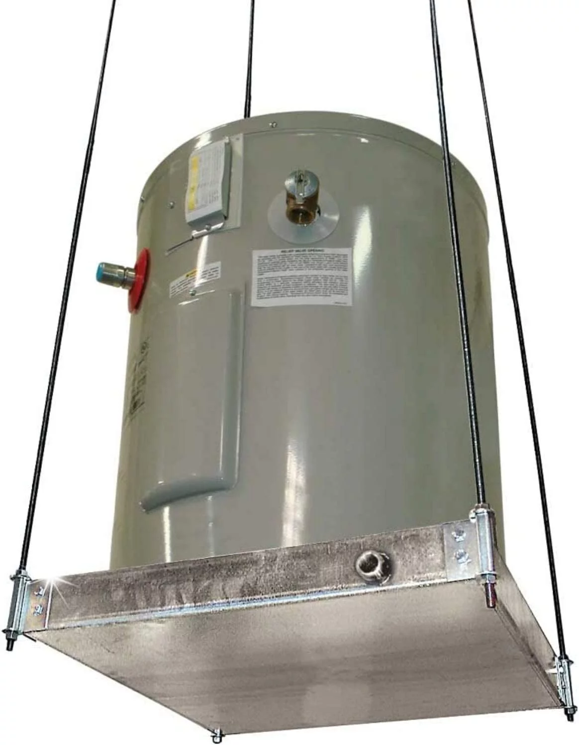 Quickstand Ceiling Mounted Water Heater Platform With Steel Drain, Up To 20 Gallons, Hanging, 40-SWHP-M