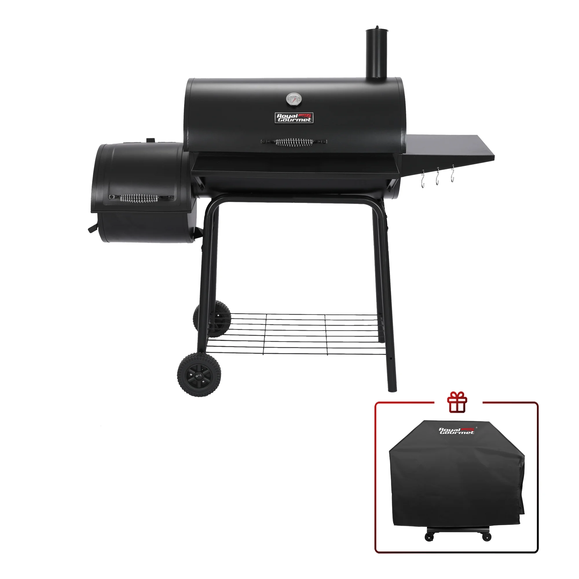 Royal Gourmet 30" CC1830SC Charcoal Grill with Offset Smoker and Cover