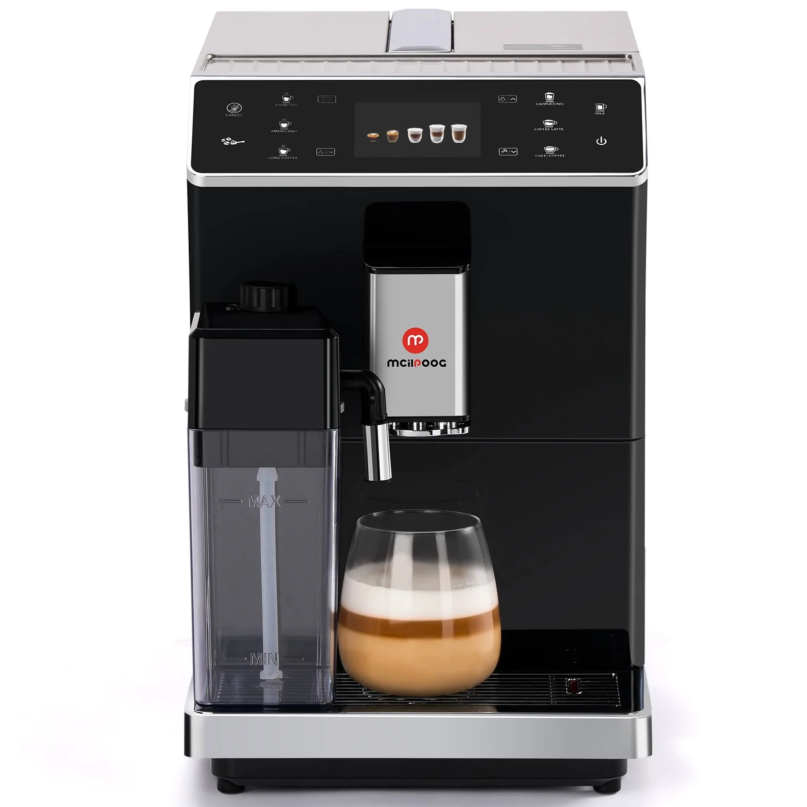 Mcilpoog Super Automatic Espresso Coffee Machine,Fully Automatic Espresso Machine With Grinder